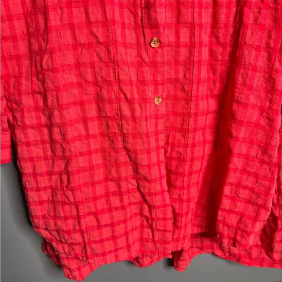 Anthropologie Pink Checkered Long Sleeve Button Front Tunic Size Medium - Picture 3 of 7